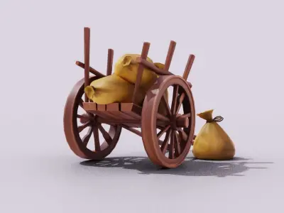 Wain 3D Model For Animation And Game Low-poly 3D model