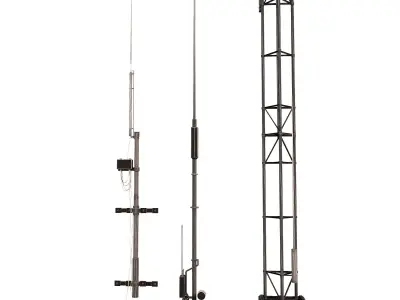 Military antenna Low-poly 3D model