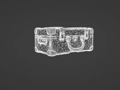 Vintage Leather Suitcase - Antique Travel Chest 3D Model 3D model