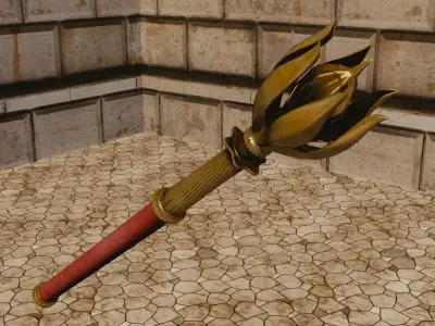 Mace-flower Low-poly 3D model