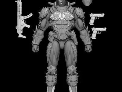 AGENT VENOM HEAD ARMOR AND GUNS 3D model