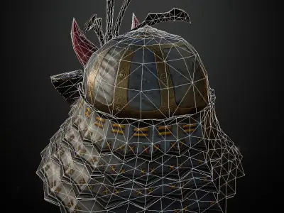 HELMET8 Game Ready demon mask Low-poly 3D model