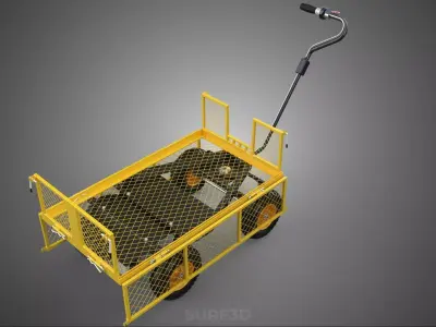 ELECTRIC REMOVABLE MESH SIDE PANEL BED TUB CART WAGON TROLLEY 4W 3D model
