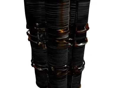 Rusty Stacked Tin Cans Prop Low-poly 3D model