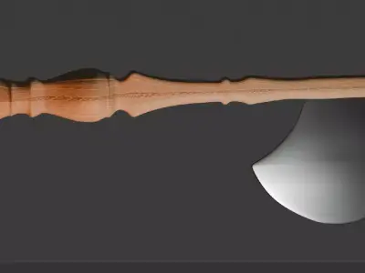 Fantasy Battle Axe -  Eastern Weapon game - READY 3D Model Low-poly 3D model