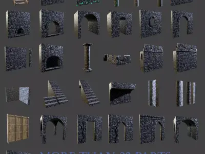 Castle Modular Kit Low-poly 3D model