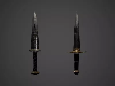 Medieval Daggers Swords Low Poly Game Ready Low-poly 3D model