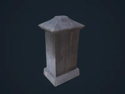 Tombstone wooden post Low-poly 3D model