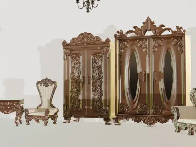 Royal Vintage Furniture collection - Low Poly Realistic Low-poly 3D model