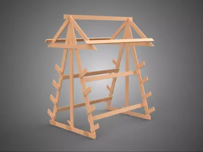 WOODEN WOOD STAND FRAME DISPLAY RACK STORAGE ARM SHELF DIY UNIT 3D model
