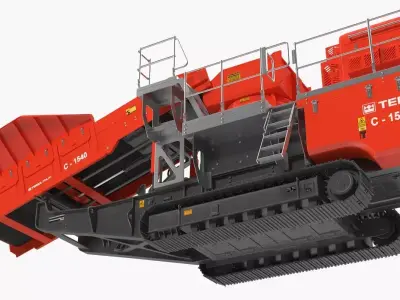 Terex Finlay C1540 Cone Crusher Dual Power Machine Rigged 3D model