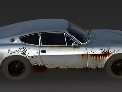Realistic Oxidized Vintage Coupe 3D Model Low-poly 3D model