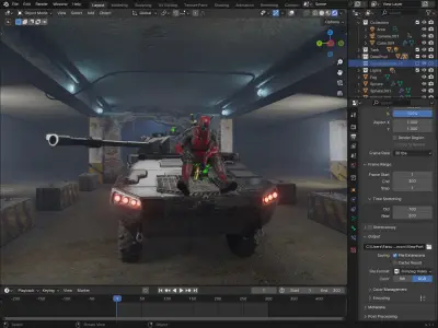 Deadpool On a Tank  Epic Blender Animation 3D model