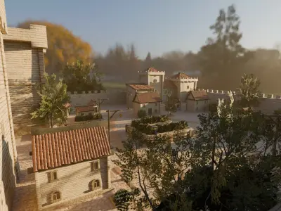 Medieval Castle Town Model 3D model purchase