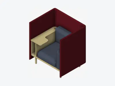 Sofa - Contemporary - Flame - Chair Work Shelf - Left Low-poly 3D model