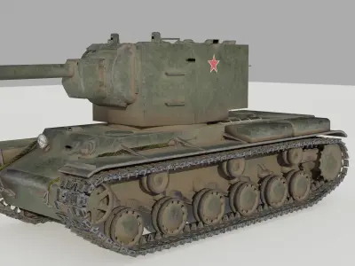 KV 2 WW2 Soviet Heavy Tank Low-poly 3D model