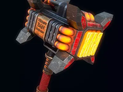 The ultimate BAN hammer Low-poly 3D model