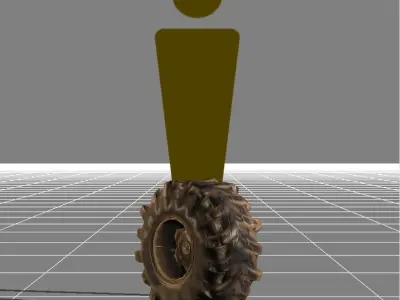 wheel old Low-poly 3D model