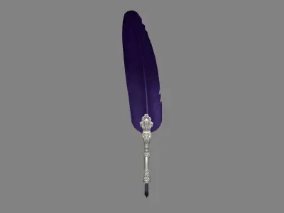 A pen made of feather   Low-poly 3D model
