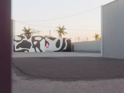 MIAMI SUNSET INDUSTRIAL BACKLOT - 3D BLENDER FULL SCENE Low-poly 3D model