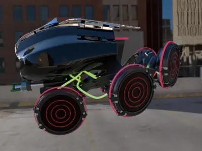 Drone model futuristic vehicle flying in air Free low-poly 3D model