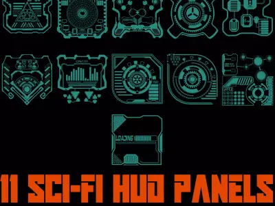 11 Sci-Fi Hud Panels Texture