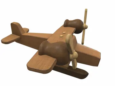 Wooden airplane toy seaplane Free 3D model