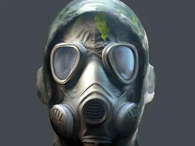 Gas mask helmet 3d model military combat fantasy cyborg Low-poly 3D model shop