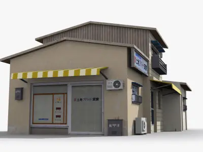 Japanese House x2 Low-poly 3D model