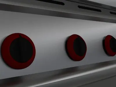 Gas cooker with oven industrial type 3D model