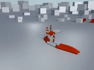 White and Red Road Traffic Barrier - Part 29 - Low-poly 3D model