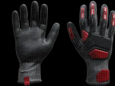 Tactical Gloves 009 Low-poly 3D model