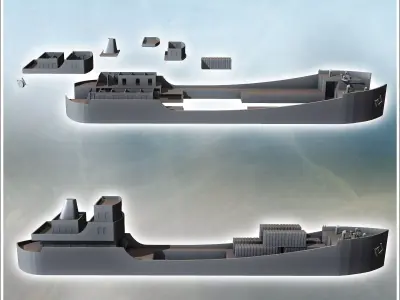 Large modern cargo ship with central cargo hold 7 - Modern WW2 W 3D print model