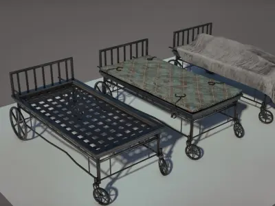 old bed Low-poly 3D model Low-poly 3D model