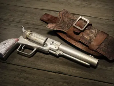 Wild West Pistol - Revolver with Holster 3D model