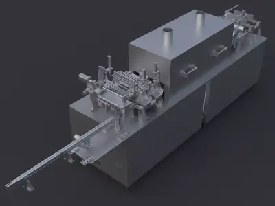 Buzzer Four sided Glue Drying Production Line 3D model