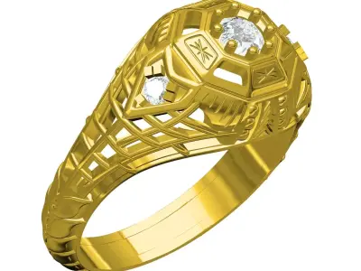 Antique Art Deco Filigree Engagement Ring 3D print model purchase