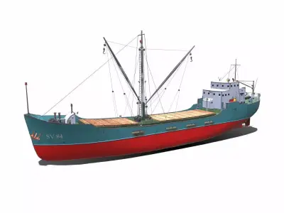 Coastal Supply Vessel Low-poly PBR Low-poly 3D model