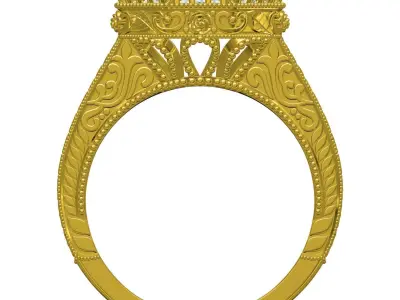 Antique Art Deco Filigree Engagement Ring 3D print model