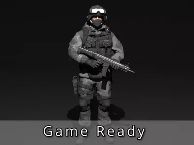 Game Ready Fireteam member - Low Poly Basic Military Operator Low-poly 3D model