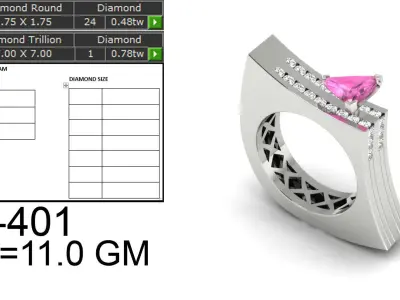 Triangle Ladies Ring 3D model 3D print model