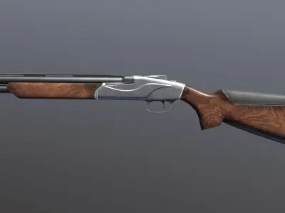Shotgun Low-poly 3D model 2