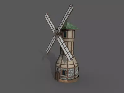 Medieval Fantasy Windmill 3 Low-poly 3D model