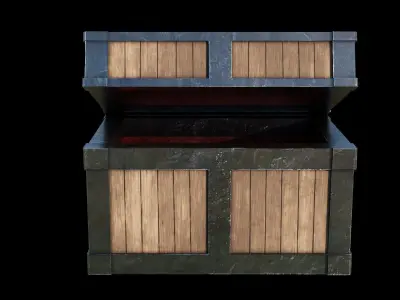 A low-poly chest wooden box Free low-poly 3D model