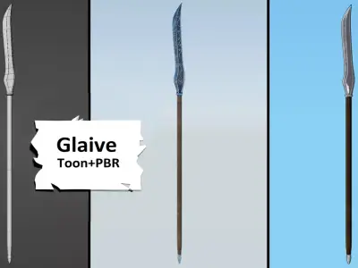 Glaive long stick Low-poly 3D model