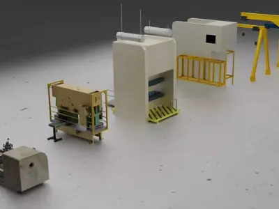 Industrial Machinery Vehicles Set High-Quality 3D Assets Low-poly 3D model