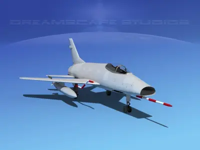 North American F-100E  Super Sabre Bare Metal 3D model