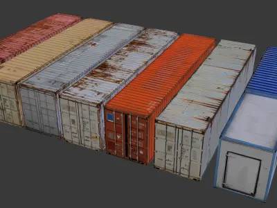 Containers Pack Low-poly 3D model