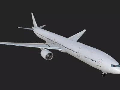 Boeing 777 White Low-poly 3D model