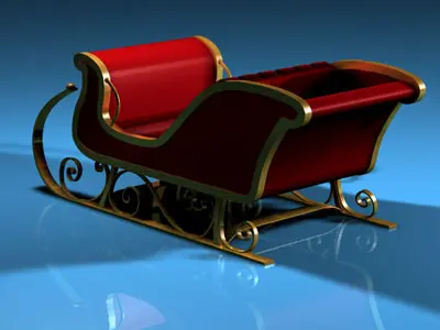 Red Santa Claus sled 3D model